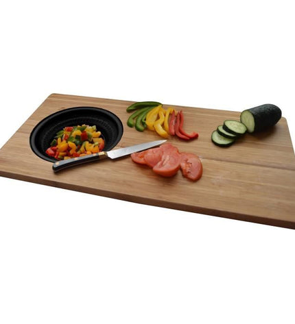 JOCCA - 1633N - Bamboo cutting board with strainer - black