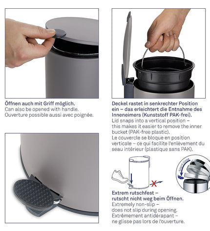Mats Trash Can with Pedal 12 liters