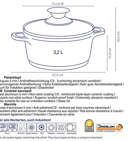Layer Frying Pan with Lid 3.2 liters