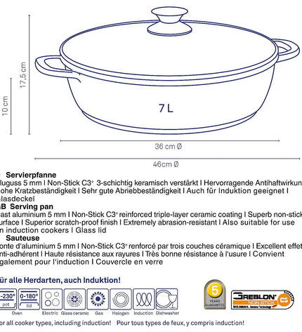 Layer Roasting Pan with Lid 7 liters