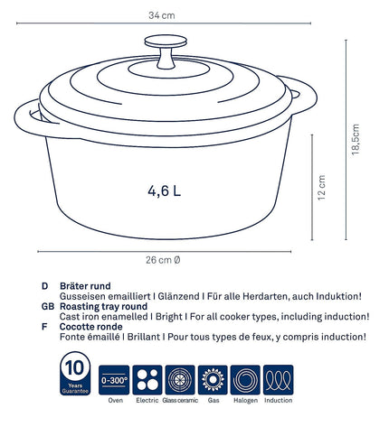 "Calido Braadpan with Lid 5 liters"