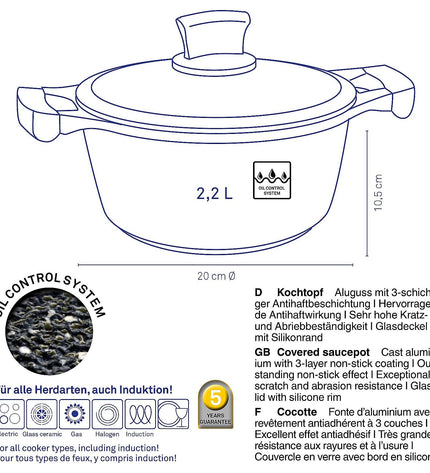 Stella Nova Saucepan with Lid 2.2 liters