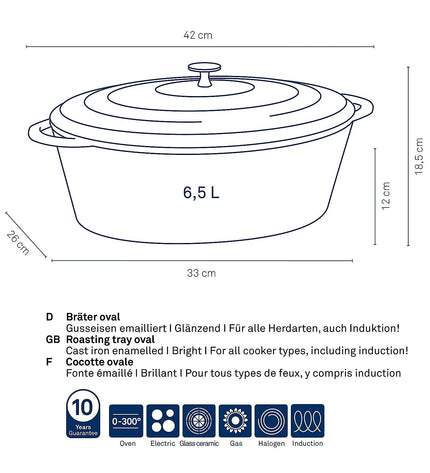"Calido Braadpan with Lid 6.5 liters"