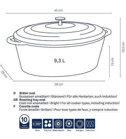 Warm Casserole Dish with Lid 9.5 liters