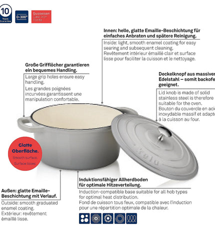 Warm Casserole Dish with Lid Round 3.8 liters