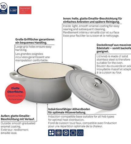 Warm Casserole Dish with Lid Round 4.6 liters