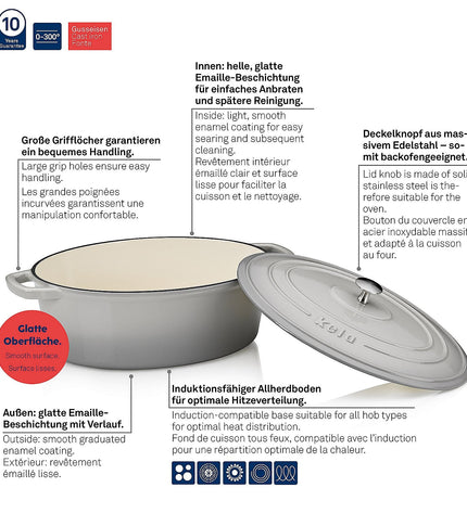 Warm Casserole Dish with Lid Oval 6 liters
