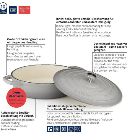 Warm Casserole Dish with Lid Round 3.2 liters