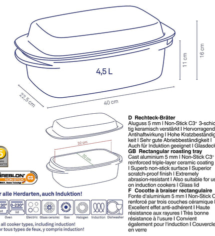 Layer Roasting Pan with Lid 4.5 liters
