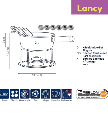 Lancy Kaasfondue Set voor 6 Personen 2 liter