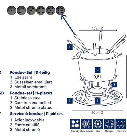 Comore Fondue Set voor 6 Personen 800 ml