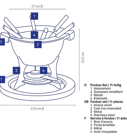 Land Fondue Set voor 6 Personen 1 liter