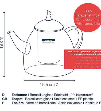 Aurora Teapot with Filter 1.8 liters