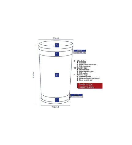 Sevilla Laundry Basket with Seat Lid 60.5 cm