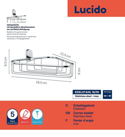 Lucido shower caddy 28.5 x 22.5 x 9.5 cm
