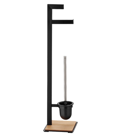 Oak Toilet Brush and Toilet Paper Holder