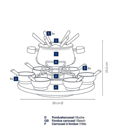 Natura Fondueset met Carrousel Set van 23 Stuks