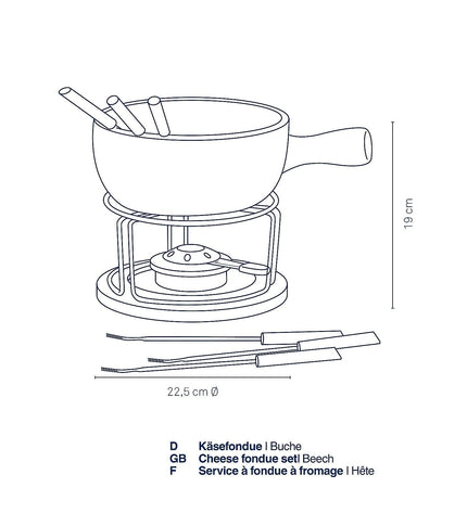 Natuur Kaasfondue Set van 10 Stuks