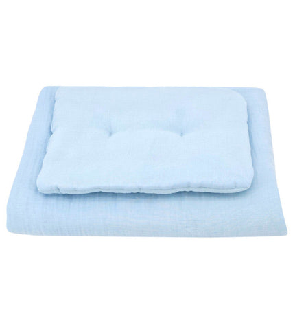 Blue muslin cot bedding set