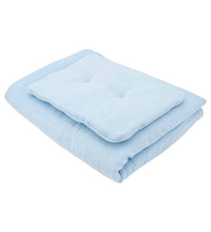 Blue muslin cot bedding set