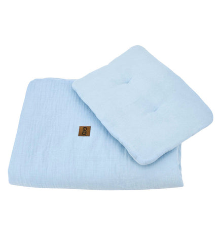Blue muslin cot bedding set