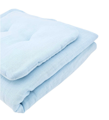 Blue muslin cot bedding set