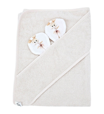 Bamboo bath cover Ballerina Mouse / Light Beige