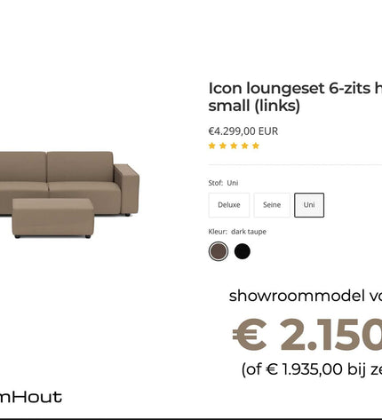 Icon loungebank Bubalou 6-zits hoek - showroommodel