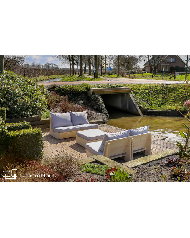 Loungeset Montecastelli - 4-zits loungebank + hocker voordeelset