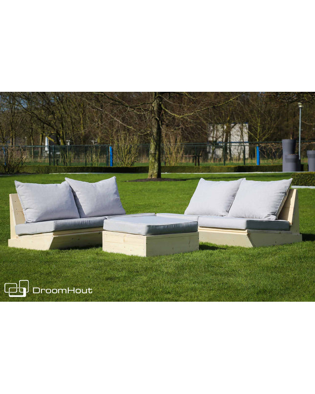 Loungeset Montecastelli - 4-zits hoekbank + hocker + hoektafel voordeelset