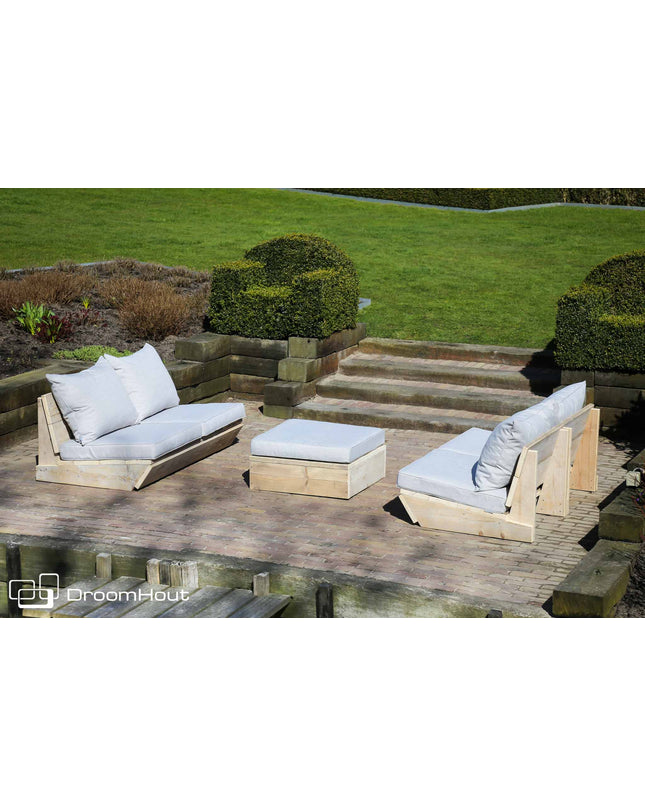 Loungeset Montecastelli - 4-zits loungebank + hocker voordeelset