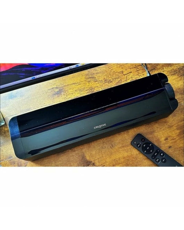 Creative Technology wireless soundbar in black with 48W power, showcasing sleek electronic audio and hi-fi equipment design.