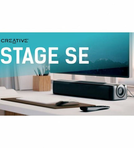 Creative Technology wireless soundbar in black with 48W power, sleek electronic audio device for enhanced home sound system.