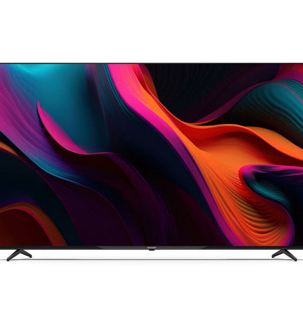 Sharp 70-inch 4K Ultra HD LED Smart TV displaying vibrant home entertainment with sleek black frame and screen.