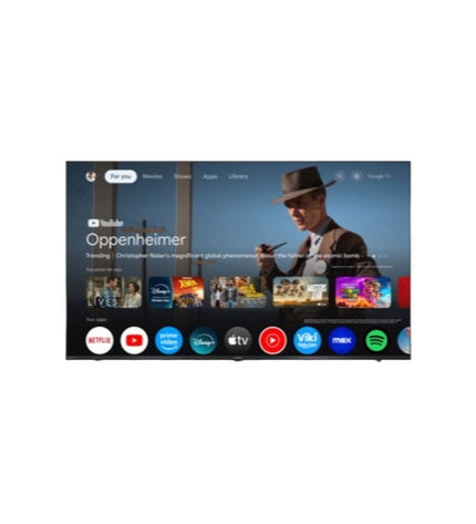 Sharp 50-inch 4K Ultra HD LED Smart TV, sleek black screen with thin bezels, ideal for home entertainment.