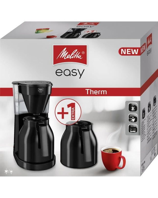 MELITTA Easy Therm II - Filterkoffiezetapparaat 1 L - 1050 W met tweede kan - Zwart