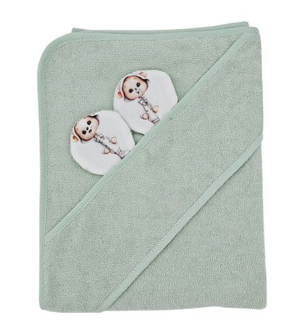 Bamboo bath cover GARDENER BEAR/MINT