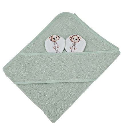 Bamboo bath cover GARDENER BEAR/MINT
