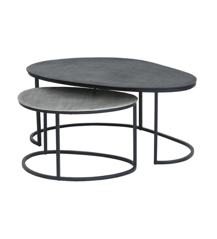 Napa coffee table, set of 2, Black / Antique Silver