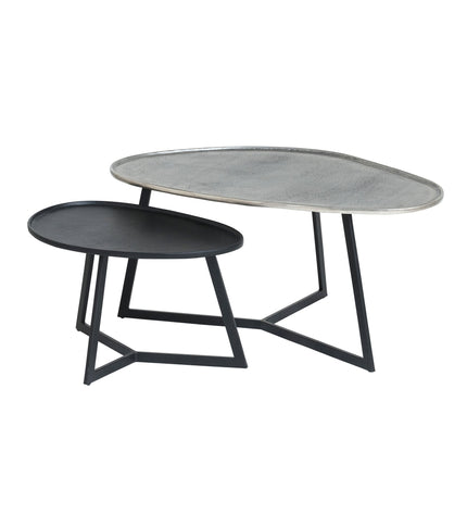 Novato coffee table, set of 2, Antique silver / Black