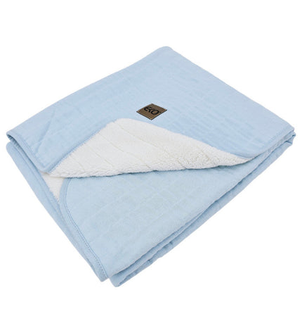 Blue Fur Quilted Muslin Blanket