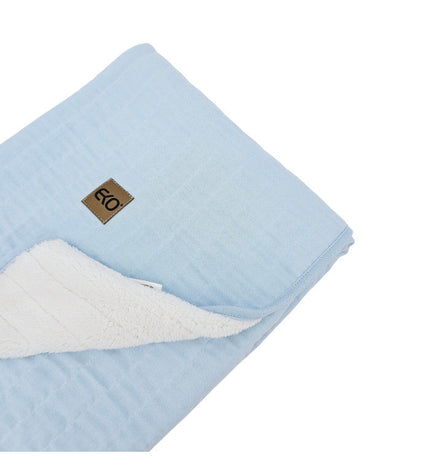 Blue Fur Quilted Muslin Blanket