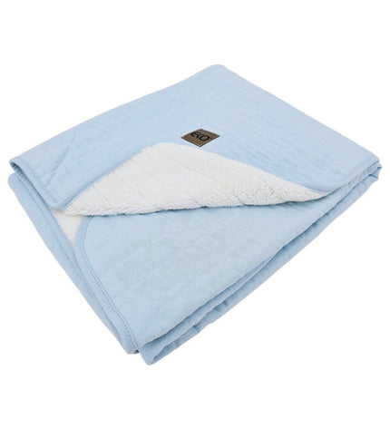 Blue Fur Quilted Muslin Blanket