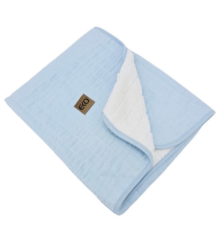 Blue Fur Quilted Muslin Blanket