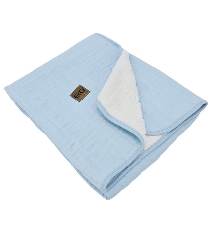 Blue Fur Quilted Muslin Blanket