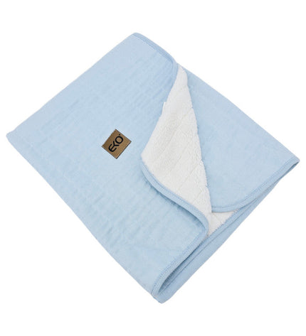 Blue Fur Quilted Muslin Blanket
