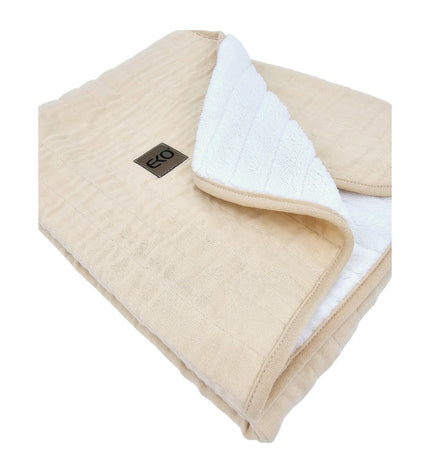 Fur-Quilted Muslin Blanket, Latte