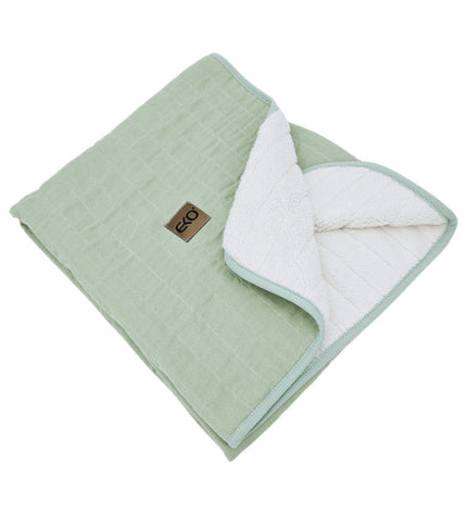 Fur Quilted Muslin Blanket MINT