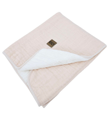 Fur Quilted Muslin Blanket ROSE PINK