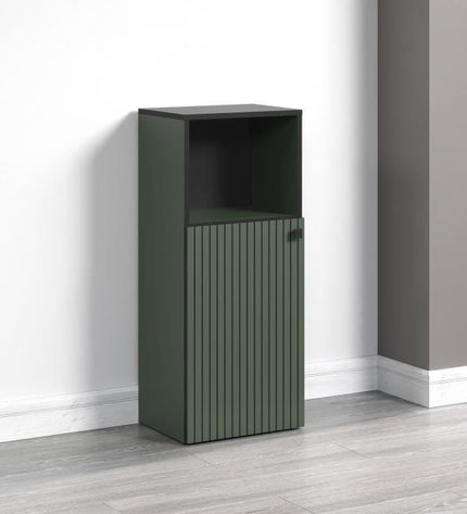Bathroom storage unit - Sage green and black finish - L40 x H95 x D31 cm - PURE BLISS